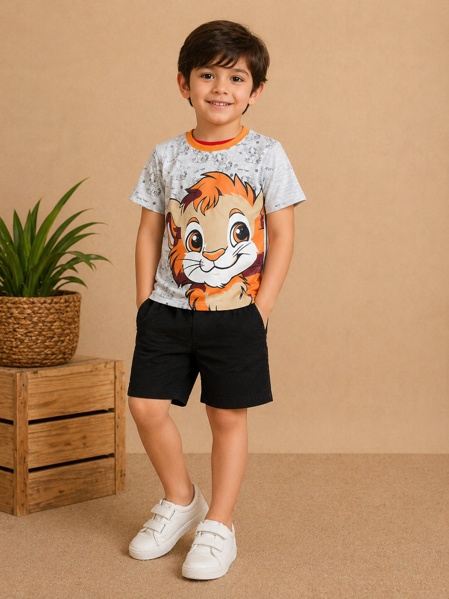 Boys Lion Graphic Tee-Shirt