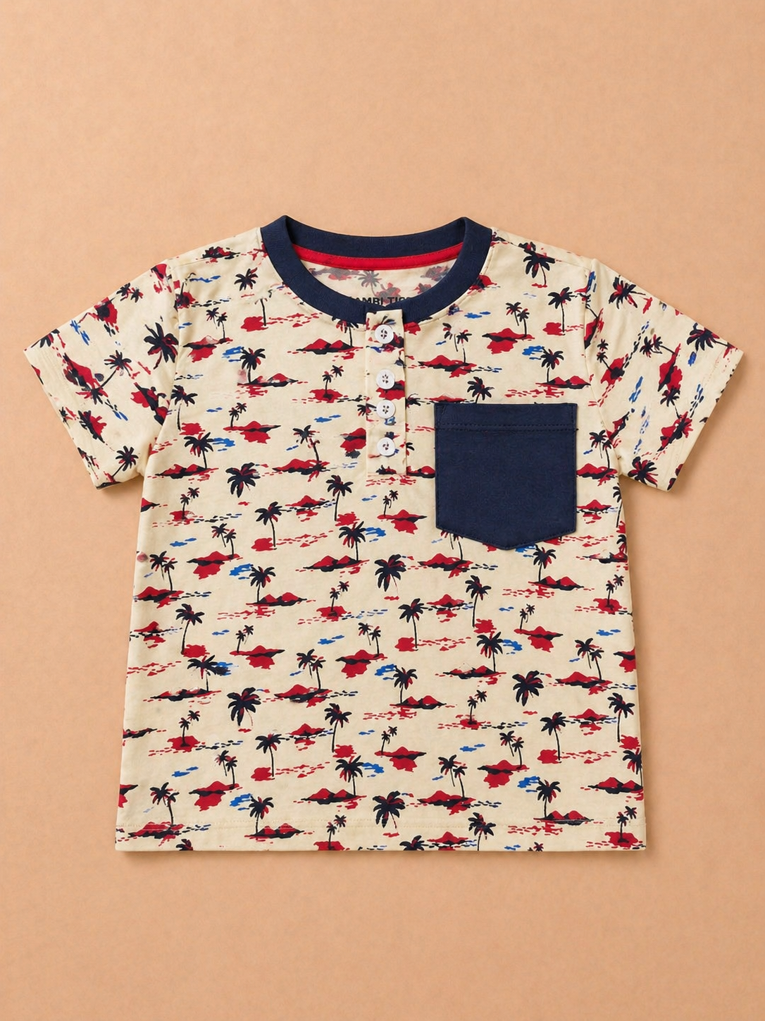 Boys Printed Henley Shirt