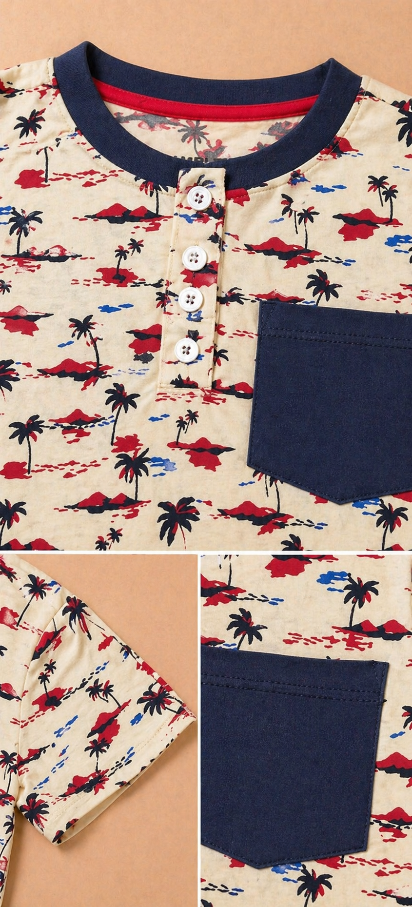 Boys Printed Henley Shirt
