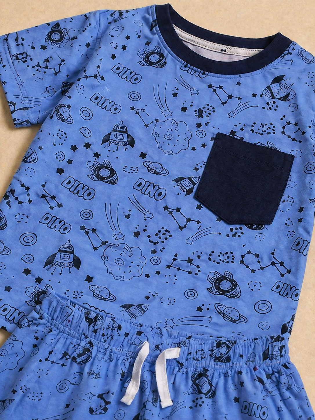 Boys Space Printed Set – Soft Jersey Shorts & Top