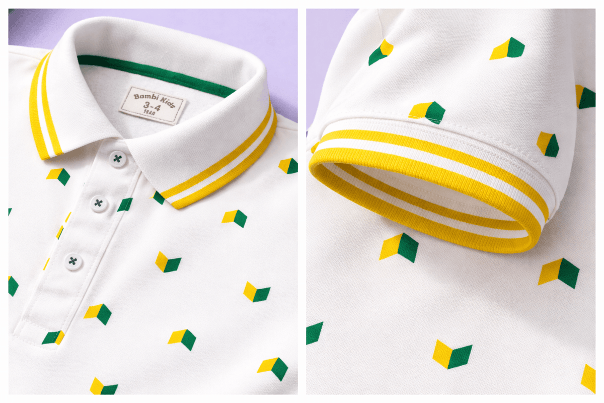 Boys White Printed Polo